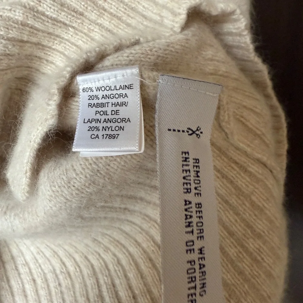 Banana Republic Angora Wool Cardigan Belted V Neck Soft Knit S Ivory Classic Fit - Picture 7 of 16